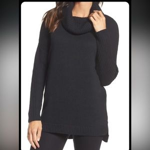 UGG Women's TUNIC SWEATER Pull-Over Funnel Neck BLACK M